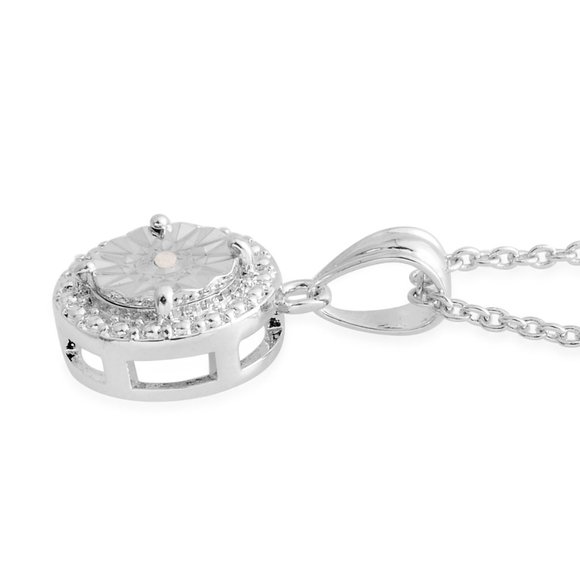 Rhodium over SS Diamond Pendant Necklace - Picture 2 of 3